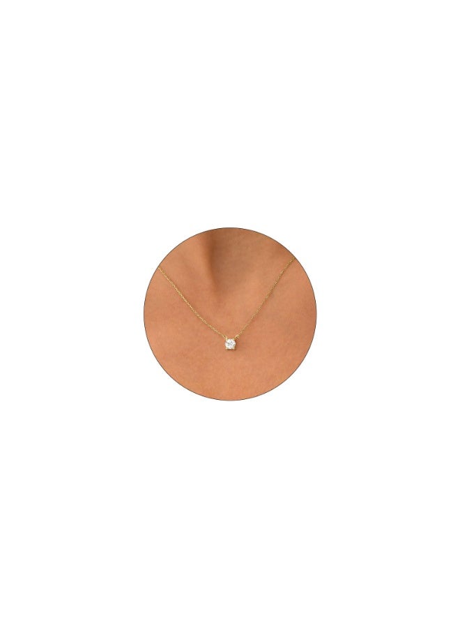 Diamond Necklaces for Women, Dainty Gold Necklace 18K Gold Filled Layered Necklace Simple CZ Diamond Gold Necklace for Women Trendy Jewelry Gifts for Girls - Image 1